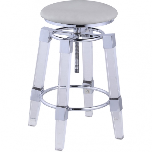 4038 Adjustable Stool in Acrylic & Gray Leatherette